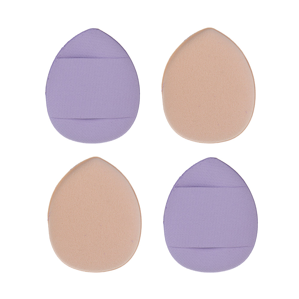 Набор спонжей для тональной основы 4 шт тм ЮНИLOOK, полиуретан, 4 цвета, 2 дизайна, арт.№ 357-402