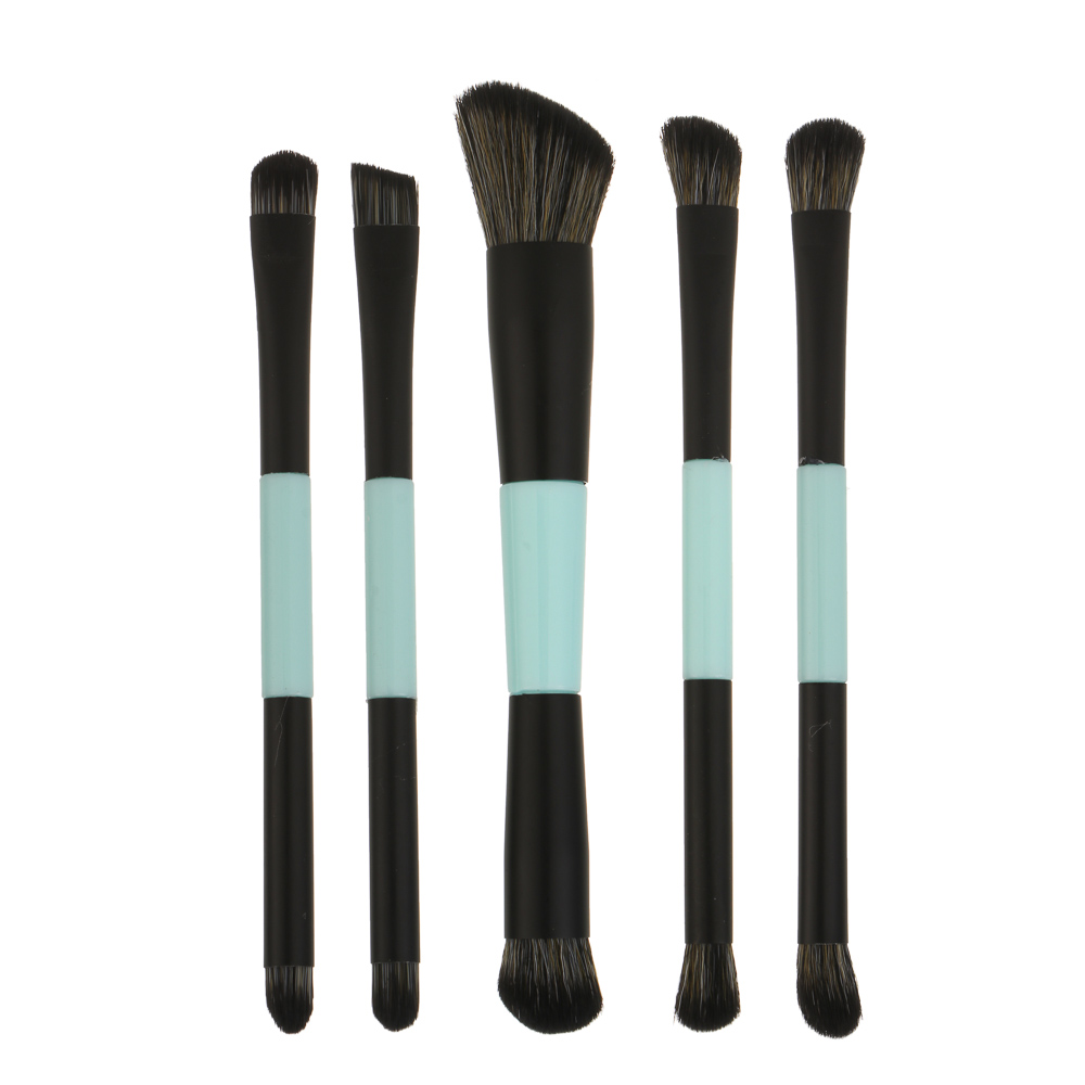 Набор кистей для визажа тм ЮНИLOOK 2-х сторонние 5 шт, пластик, металл, нейлон, 3 цвета, подар.уп., арт.№ 357-403