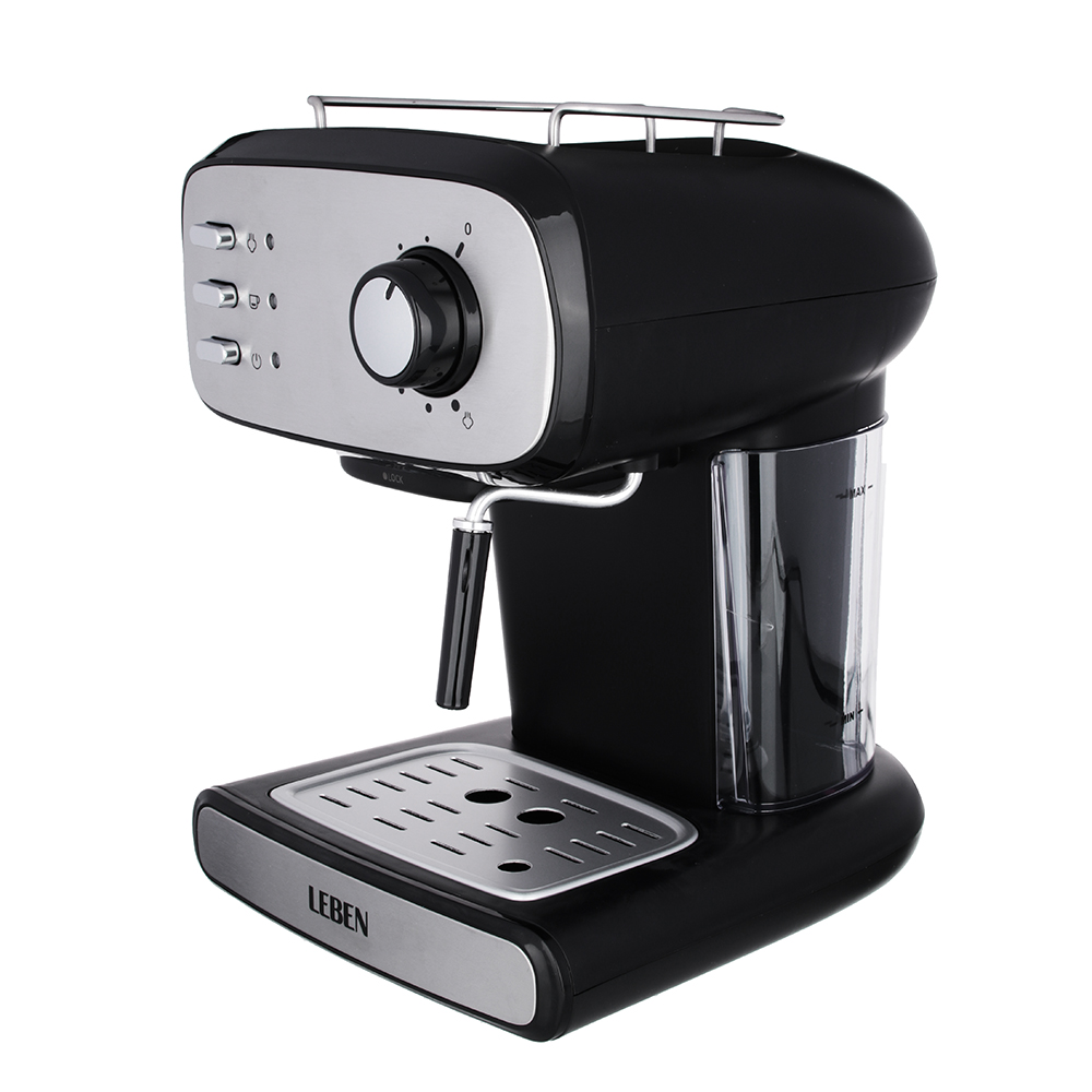 LEBEN Кофеварка рожкового типа, 15бар, на 2 кружки, 1,2л, 850Вт, пластик, нерж. сталь, арт.№ 286-037