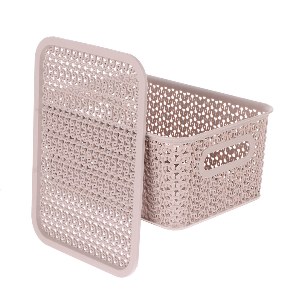 Корзинка Вязь 3л 235х173х105мм с крышкой, розовый нюд, арт.№ 457-842