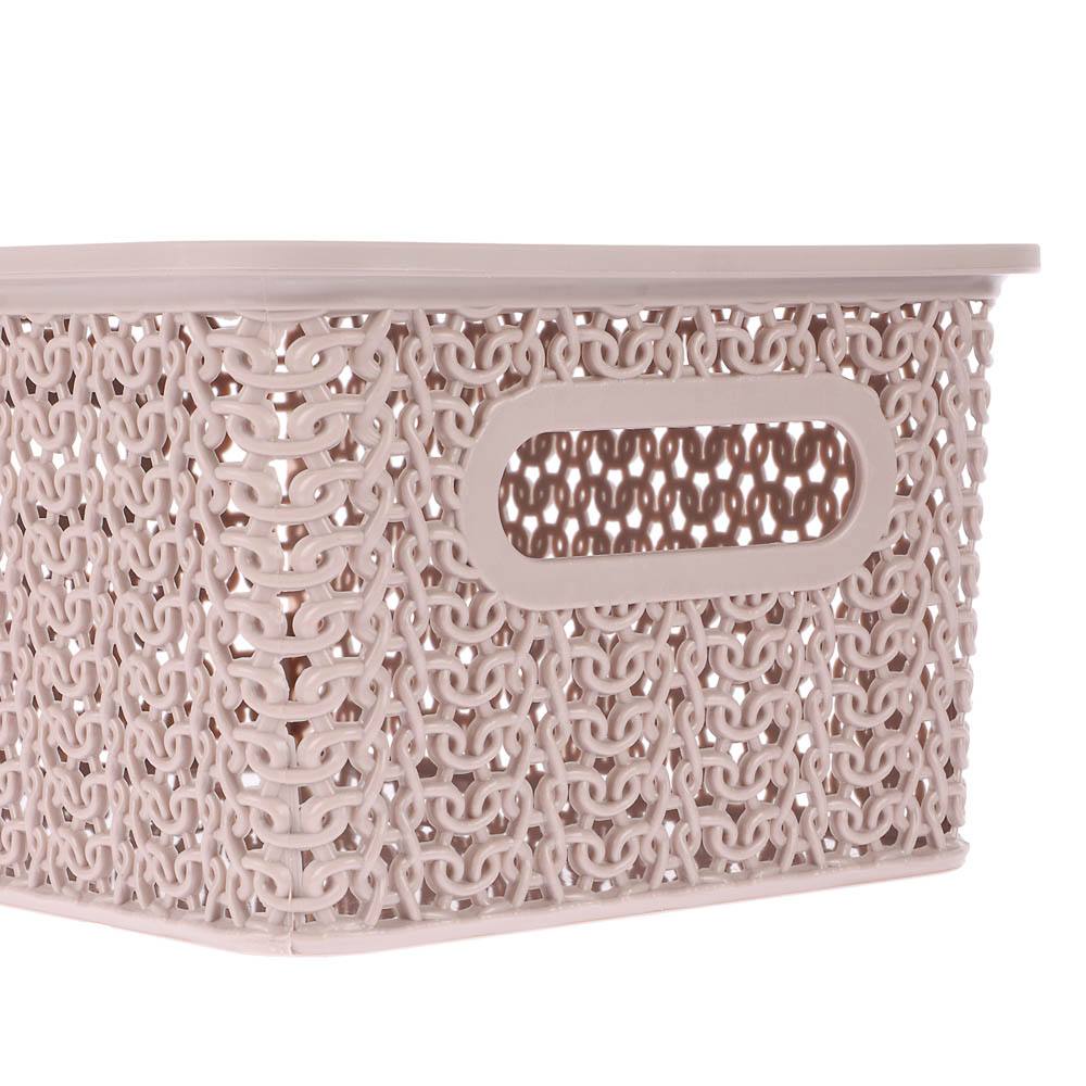 Корзинка Вязь 3л 235х173х105мм с крышкой, розовый нюд, арт.№ 457-842