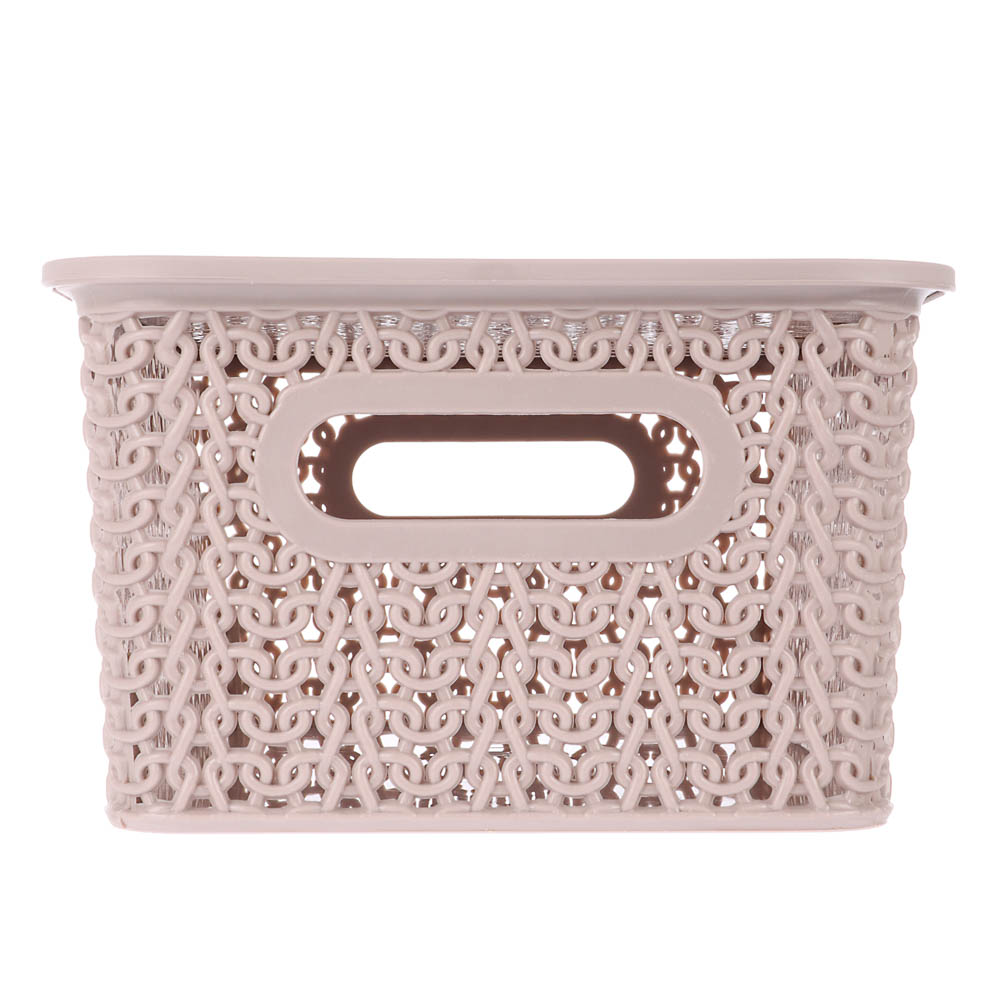 Корзинка Вязь 3л 235х173х105мм с крышкой, розовый нюд, арт.№ 457-842
