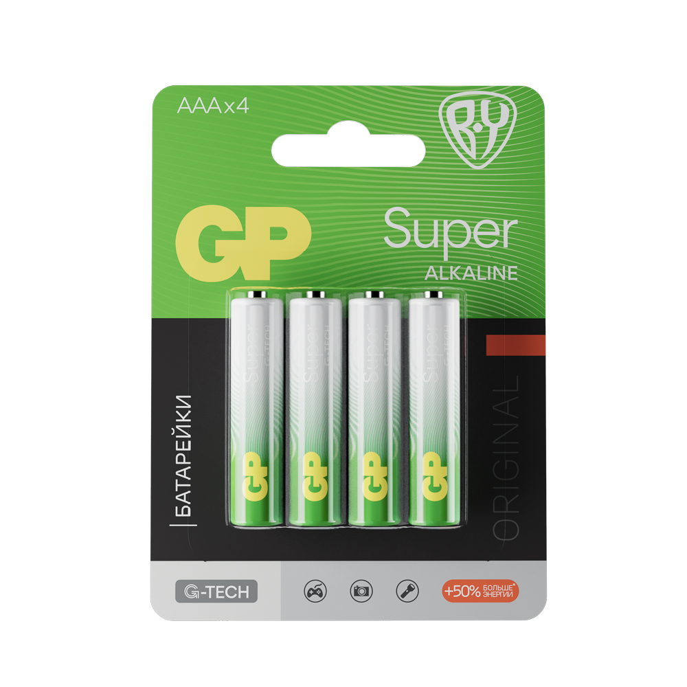 Батарейки AAA GP Super BY Original 4шт 24AGM-2CR4 в блистере, арт.№ 917-095