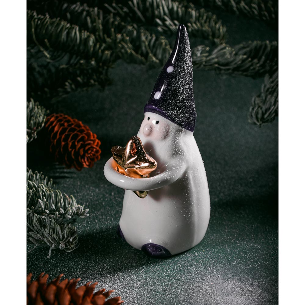СНОУ БУМ Сувенир гном со звездой, доломит, 6,5х5х12см, 2 дизайна, арт.№ 396-676