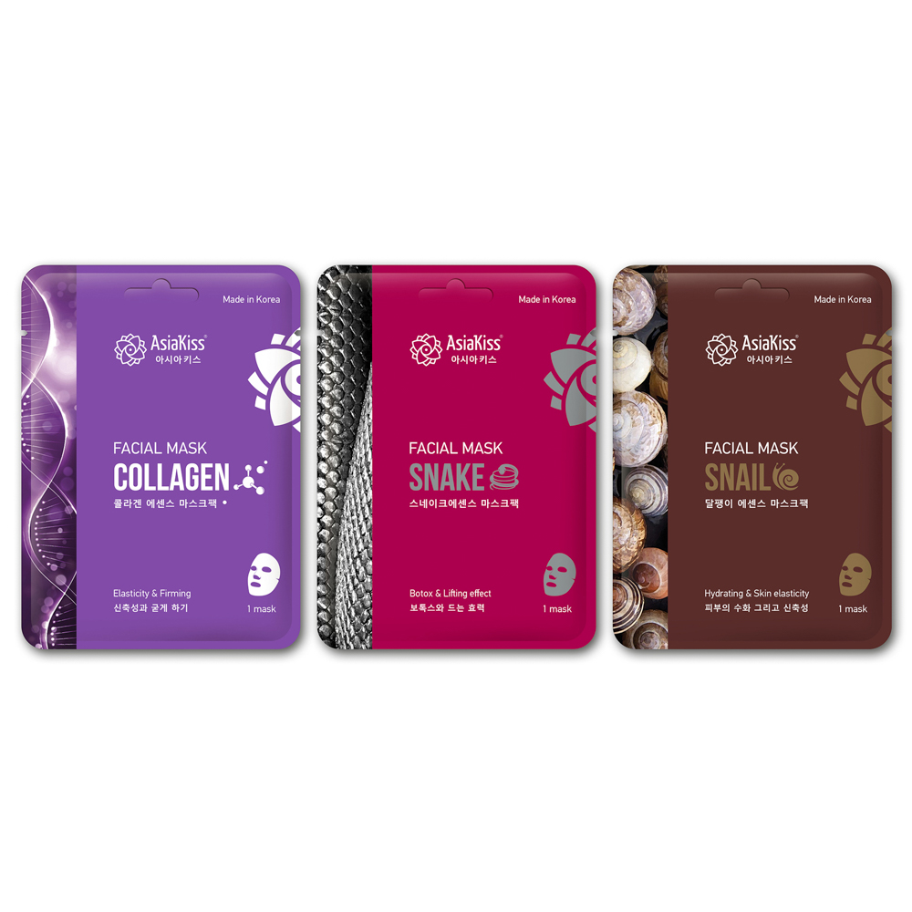 Маска для лица тканевая AsiaKiss, 25г, 3 вида, арт.№ 978-100