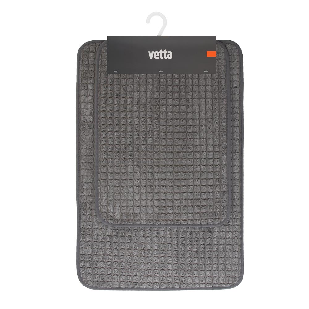 Набор ковриков для ванной  тм VETTA Corn, сетка кукурузная 250г/м², 60х40см+80х50см, серый, арт.№ 462-836