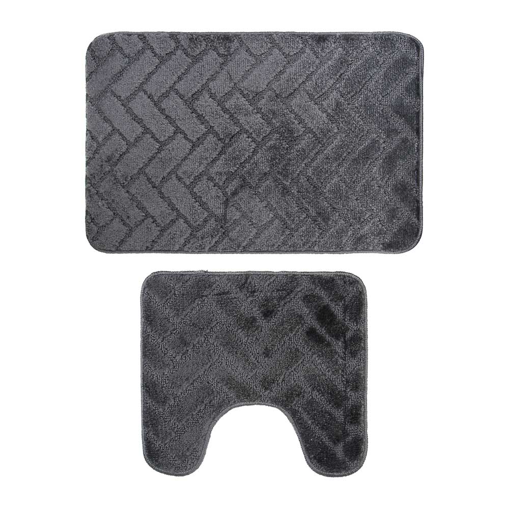 Набор ковриков для ванной  тм VETTA Concrete, жаккард полипропилен 650г/м², 40х45см+75х45см 2 цв., арт.№ 462-838