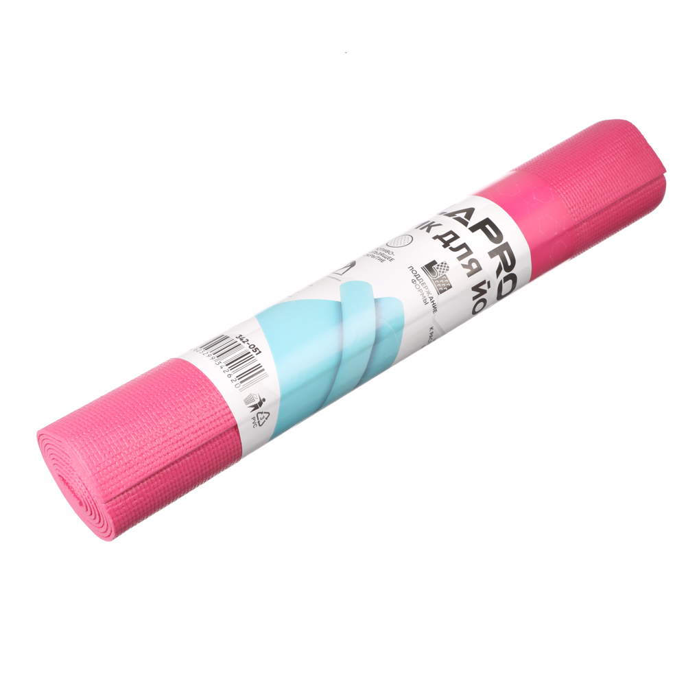 SILAPRO Коврик для йоги и фитнеса 61х173х0,4см, ПВХ, 4 цвета, арт.№ 342-051