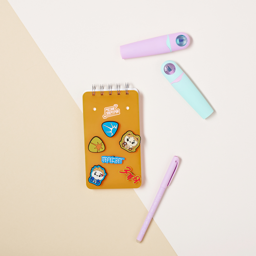 BY Русские Супергерои Блокнот на спирали, 80л., обложка силикон, 6 съемных фигурок, "Кавай", арт.№ 801-004