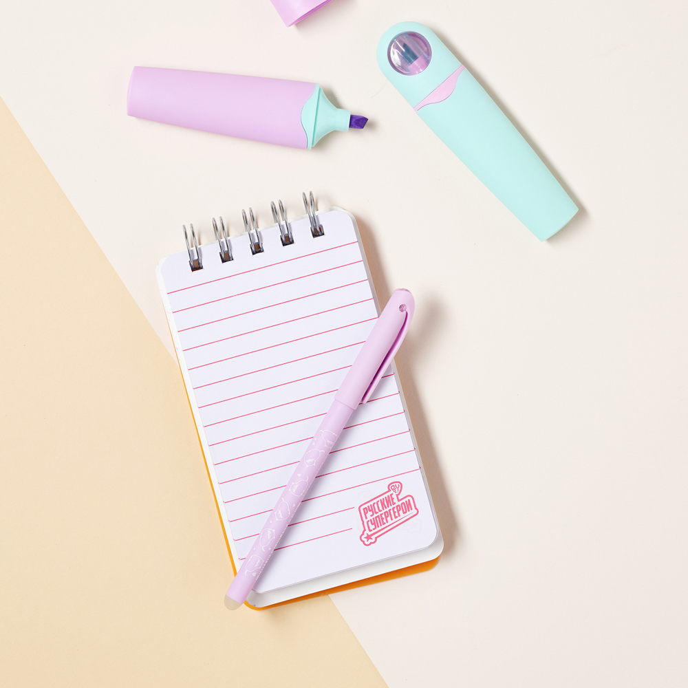 BY Русские Супергерои Блокнот на спирали, 80л., обложка силикон, 6 съемных фигурок, "Кавай", арт.№ 801-004