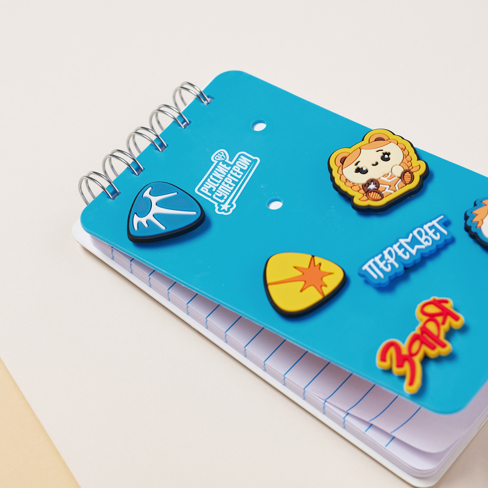 BY Русские Супергерои Блокнот на спирали, 80л., обложка силикон, 6 съемных фигурок, "Кавай", арт.№ 801-004