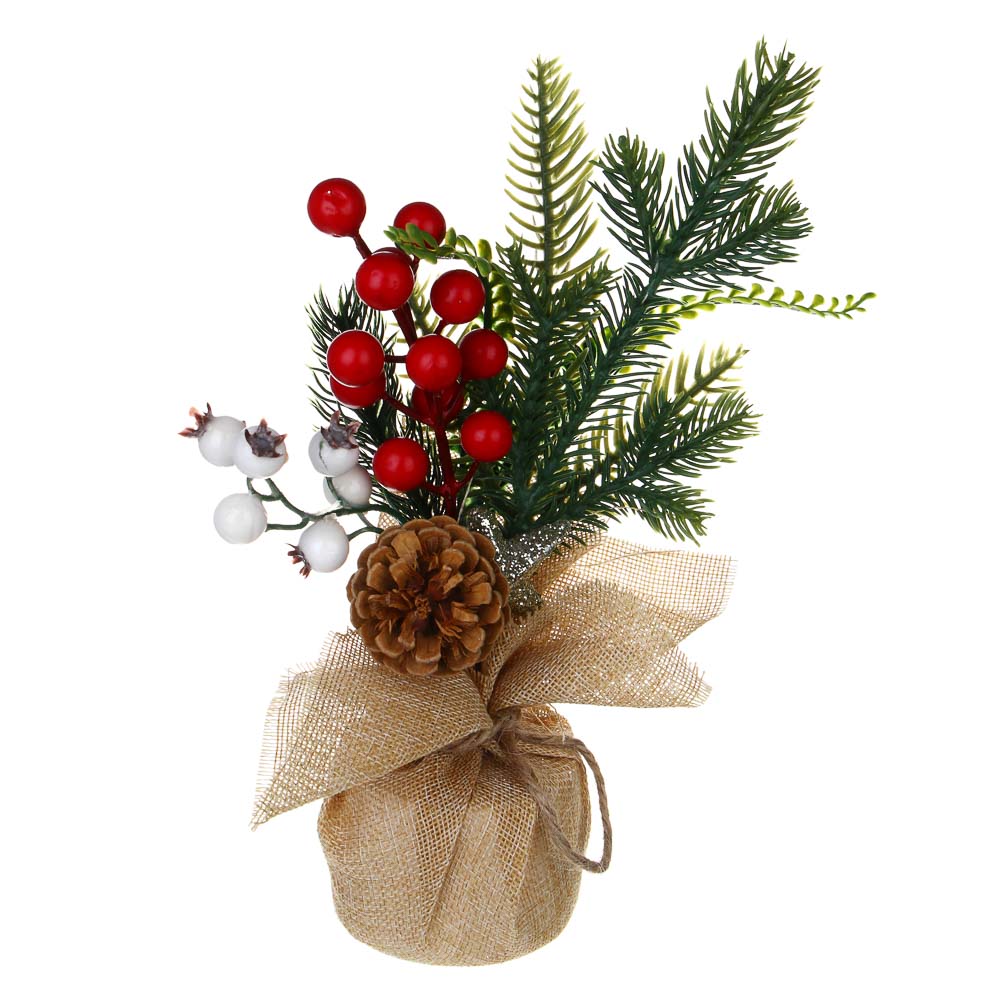 СНОУ БУМ Хвойный декор 29 см, пластик, пенопласт, металл, мешковина, дерево, арт.№ 021-010