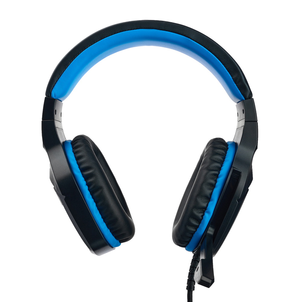 Наушники проводные с микрофоном игровые BY Bascinet USB 3,2 м, синяя подсветка, арт.№ 410-086