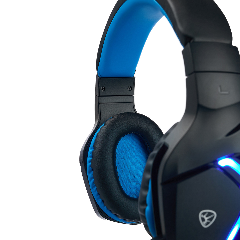 Наушники проводные с микрофоном игровые BY Bascinet USB 3,2 м, синяя подсветка, арт.№ 410-086