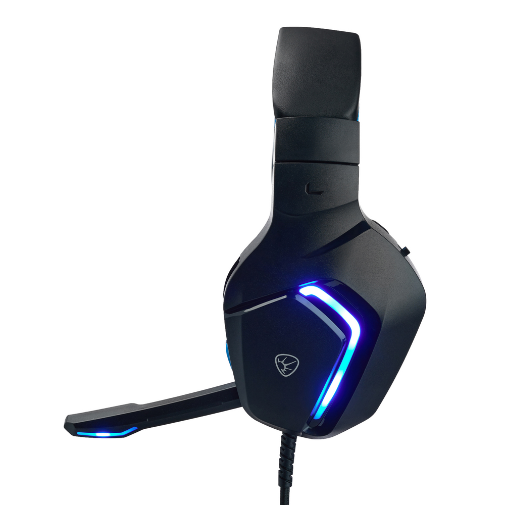 Наушники проводные с микрофоном игровые BY Bascinet USB 3,2 м, синяя подсветка, арт.№ 410-086