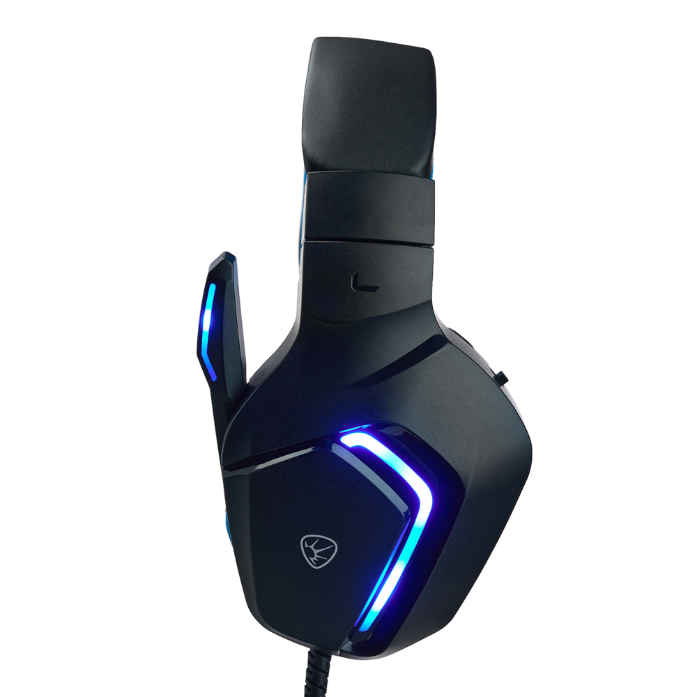 Наушники проводные с микрофоном игровые BY Bascinet USB 3,2 м, синяя подсветка, арт.№ 410-086