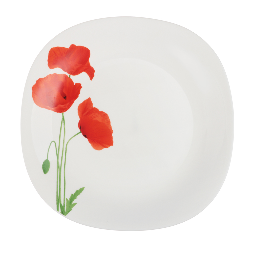 MILLIMI Маки Тарелка десертная, опаловое стекло, 28см, квадратная форма, арт.№ 818-309