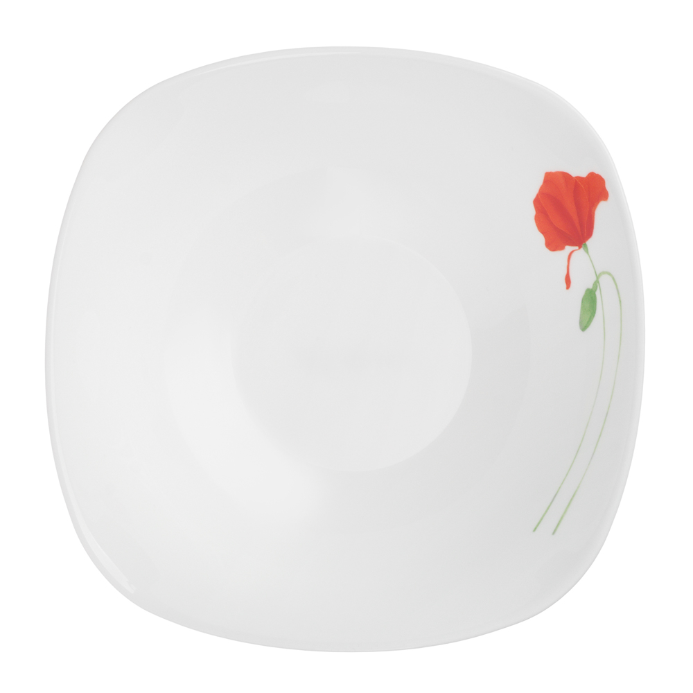 MILLIMI Маки Салатник, опаловое стекло, 480мл, 16.5х5.5см, квадратная форма, арт.№ 818-310