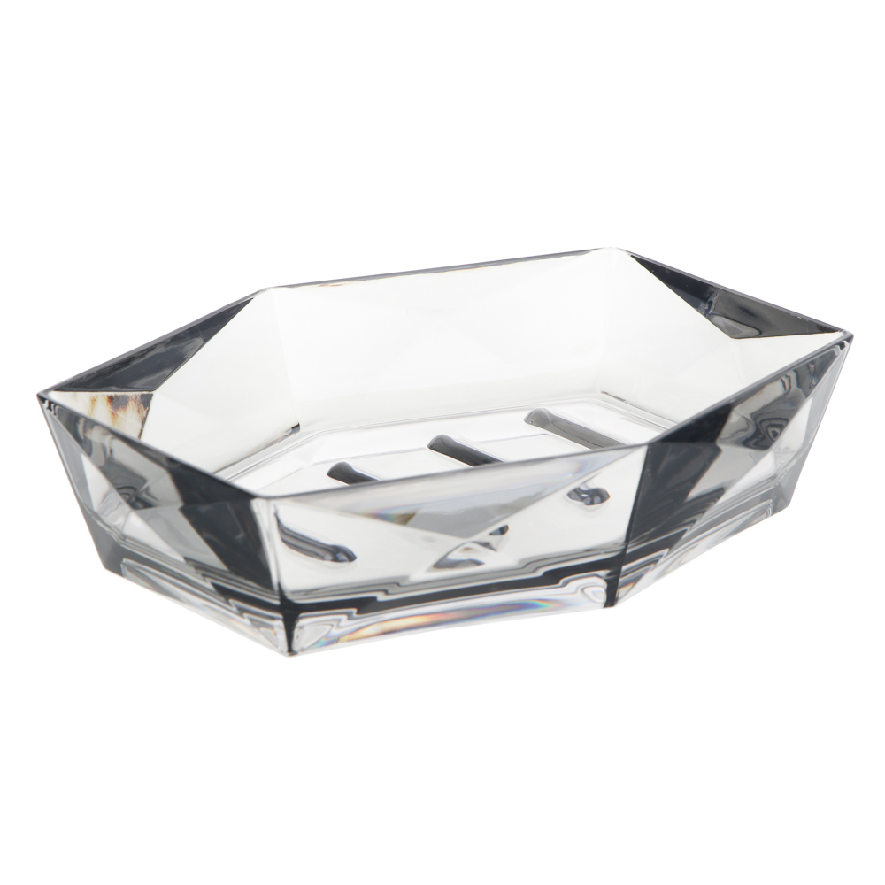 VETTA Мыльница, акрил, 14,5x11,5x3,5 см, кристалл, дымка, арт.№ 478-226