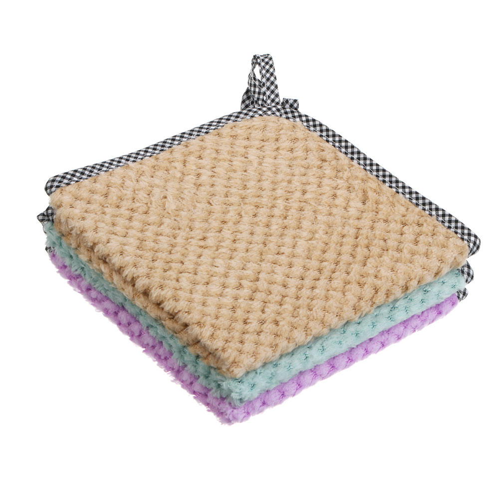 Салфетка универсальная с петелькой тм VETTA, 30x30см, микрофибра 215г/кв.м., 3 цвета, арт.№ 448-366