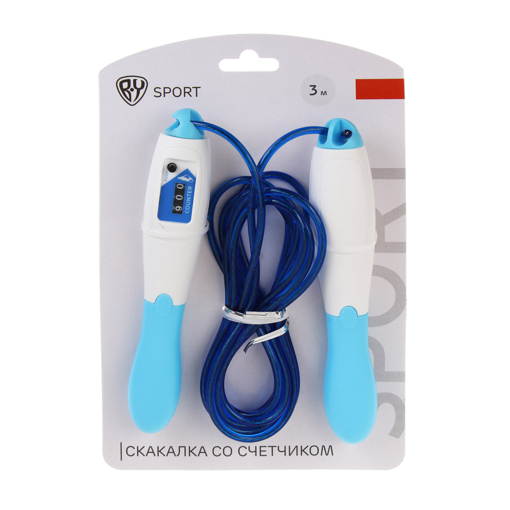 Скакалка со счетчиком тм BY SPORT, 3 м, d4мм, ПП, сталь, 4 цвета, арт.№ 190-037