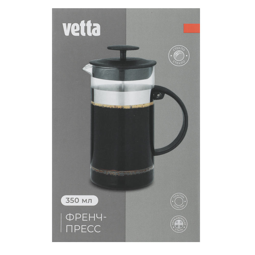 VETTA Флор Френч-пресс нерж.сталь, стекло, 350мл B05-350, арт.№ 850-073