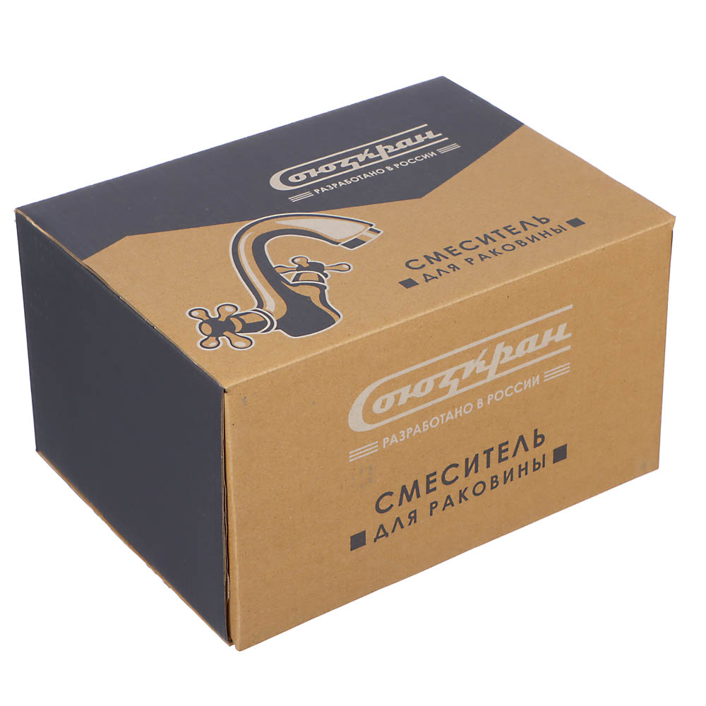 СоюзКран Смеситель для раковины, кер. кран-буксы 1/2, хром, цинк, SK02-М204, арт.№ 567-116