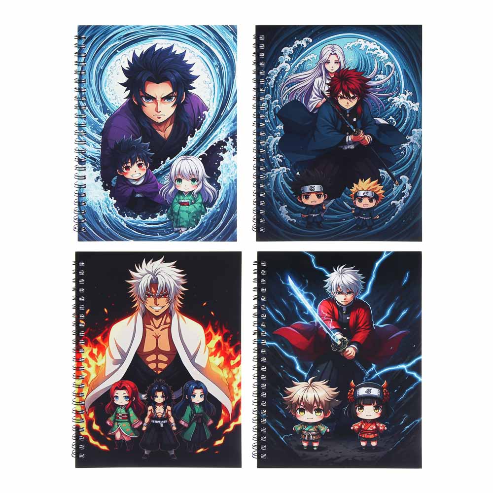 Записная книжка на спирали, 14,5x21см, 44 л., 4 дизайна, Аниме, арт.№ 574-078