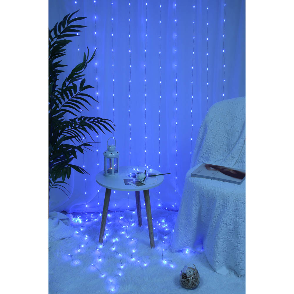 Гирлянда смарт занавес 3х3 м BY, 300 LED ламп, свечение RGB, многорежимный, USB 3.7В, арт.№ 384-119