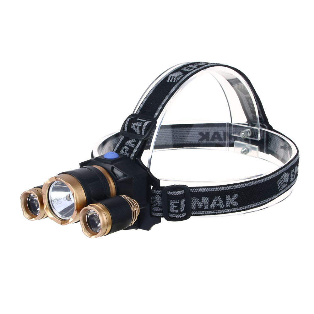 ЕРМАК Фонарик налобный, 1000 мАч, 3 LED, 9х6 см, 3 режима, арт.№ 221-015