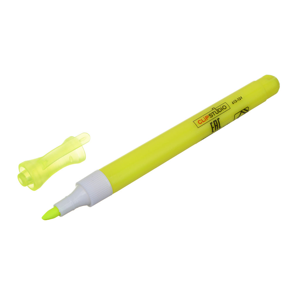 Набор маркеров-выделителей ClipStudio 3 цвета, круглый корпус, скош. наконечник, ПВХ пенал, арт.№ 613-124