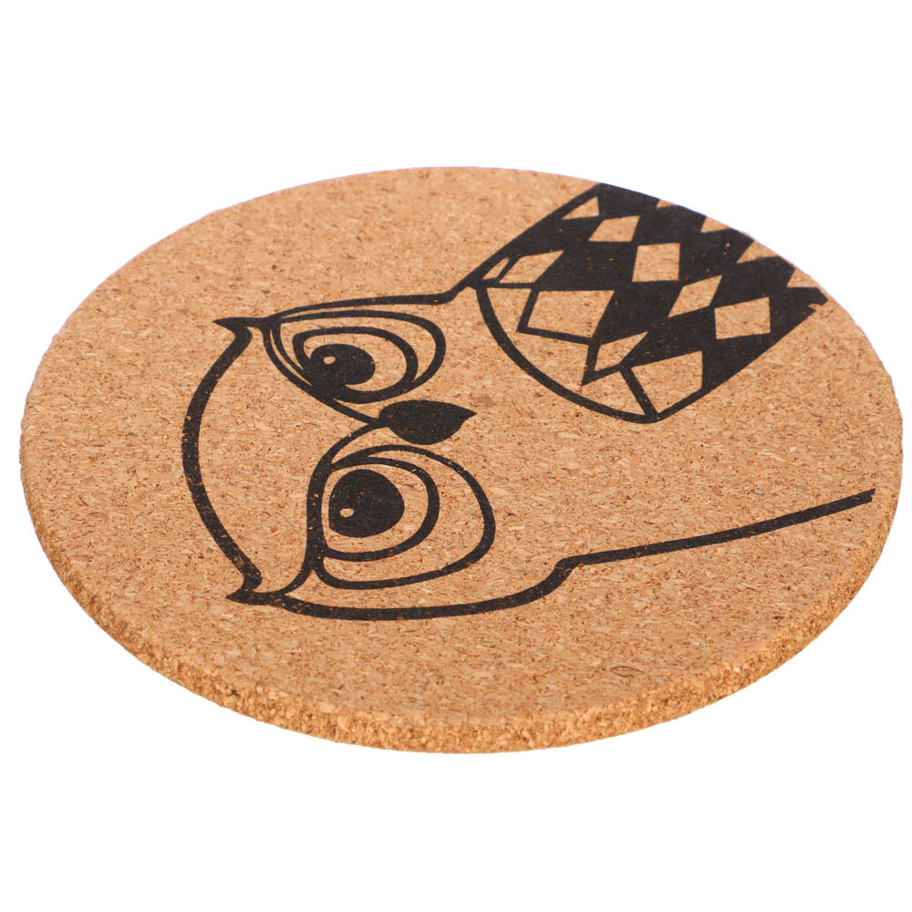 Подставка под горячее "Сова", d15см, пробка, арт.№ 888-124