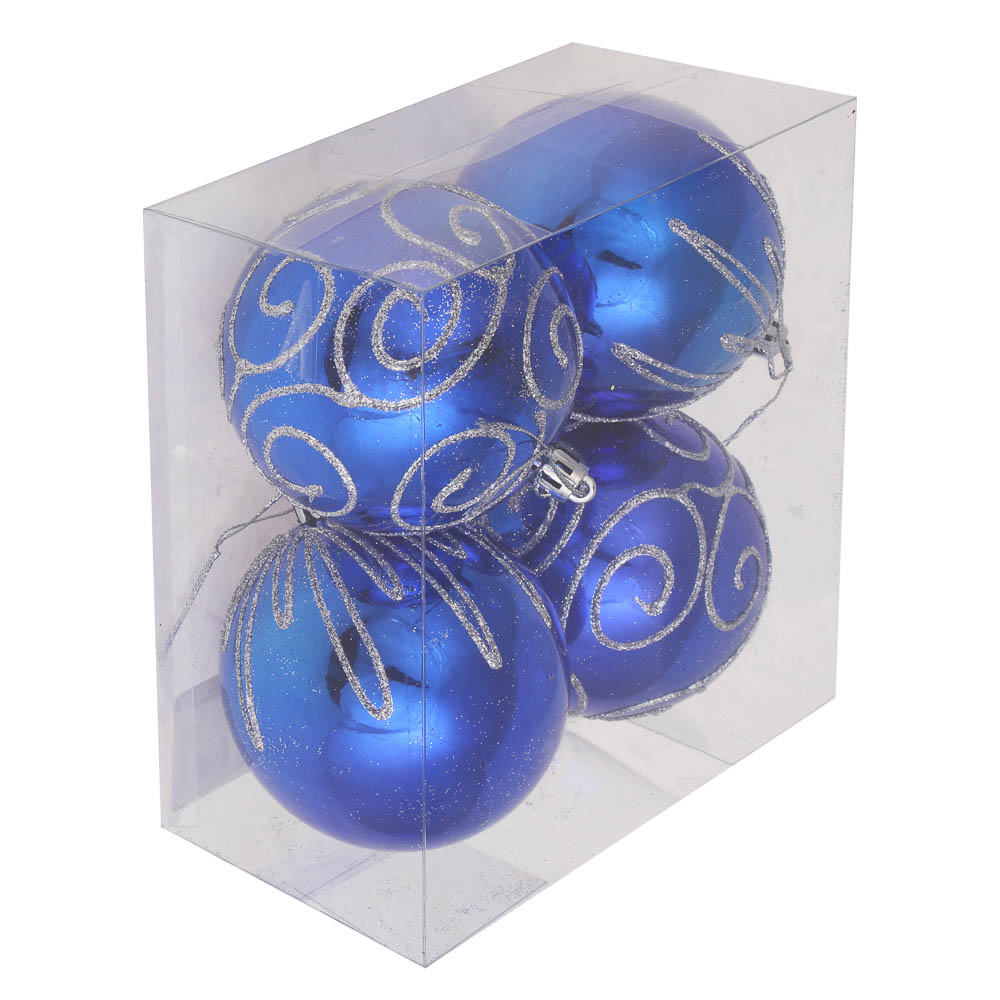 СНОУ БУМ Набор шаров 8 см, 4 шт, синий, 26-142, арт.№ 373-572