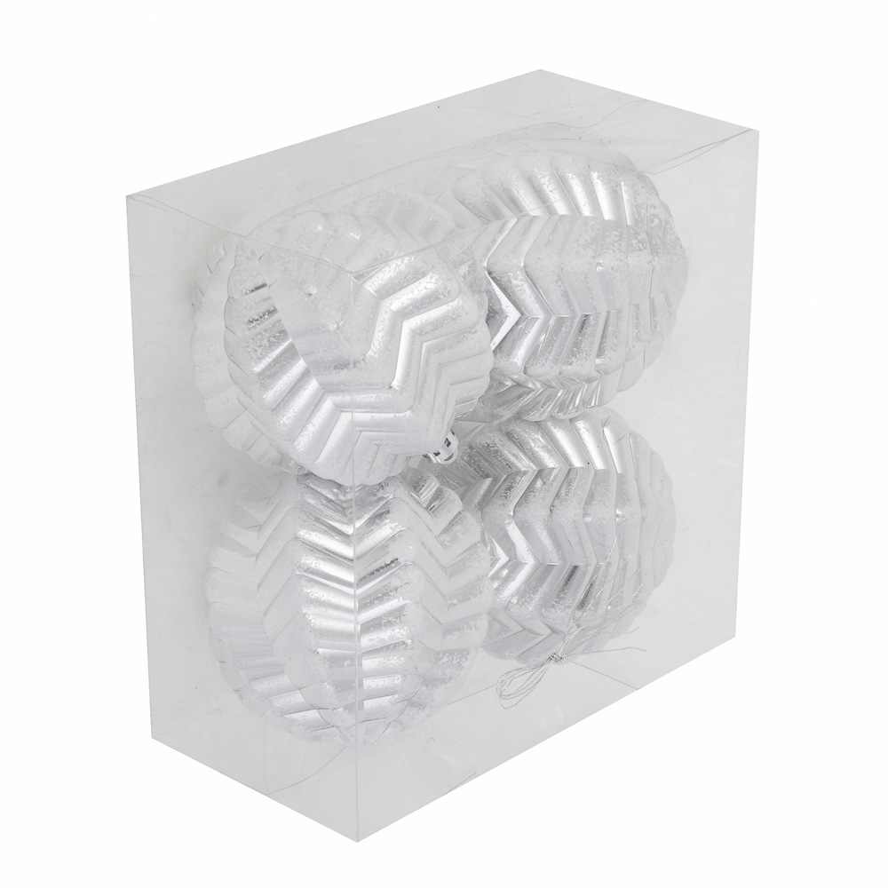 СНОУ БУМ Набор шаров 8 см, 4 шт, серебро, 26-143, арт.№ 373-573