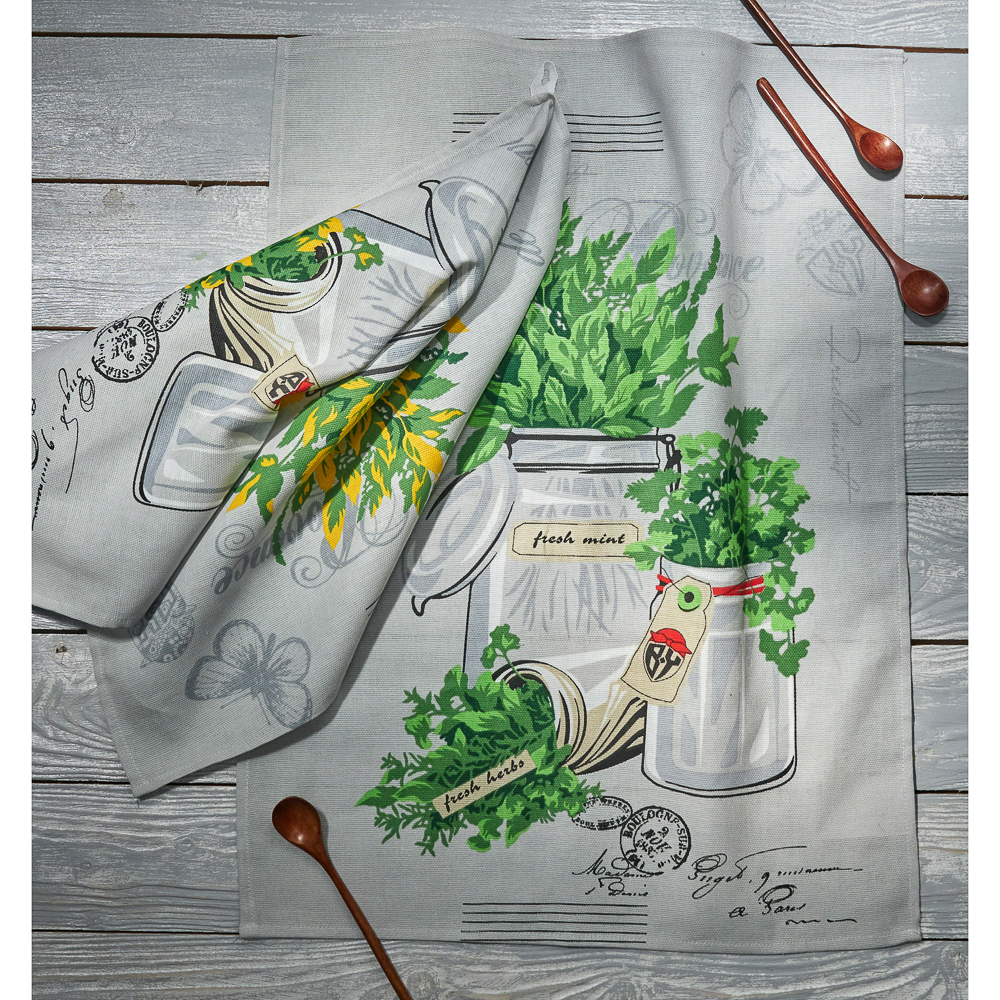 PROVANCE Полотенце кухонное, рогожка, 100% хлопок, 45х60см, "Полевые травы", 3 дизайна, арт.№ 434-084