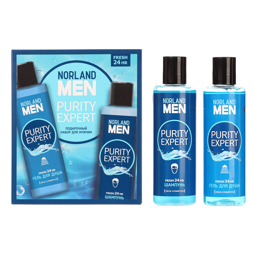 Подарочный набор мужской NORLAND MEN Purity expert:Гель для душа 200мл+шампунь 200мл, арт.№ 954-062
