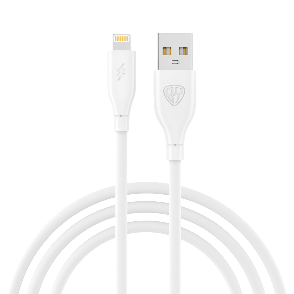 Кабель для зарядки USB(A)-iP BY Эко, 1м, Быстрая зарядка 2.4А, 12Вт, прорезиненный, белый, арт.№ 931-544