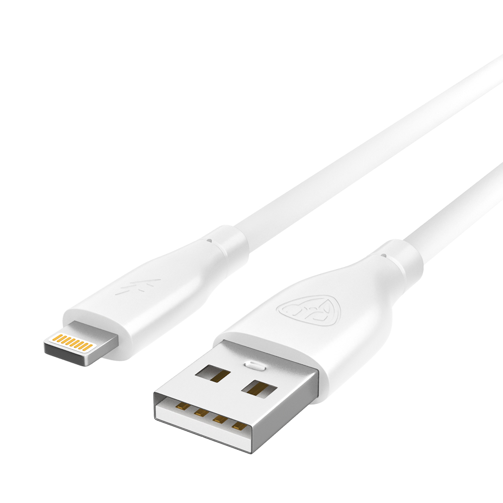 Кабель для зарядки USB(A)-iP BY Эко, 1м, Быстрая зарядка 2.4А, 12Вт, прорезиненный, белый, арт.№ 931-544