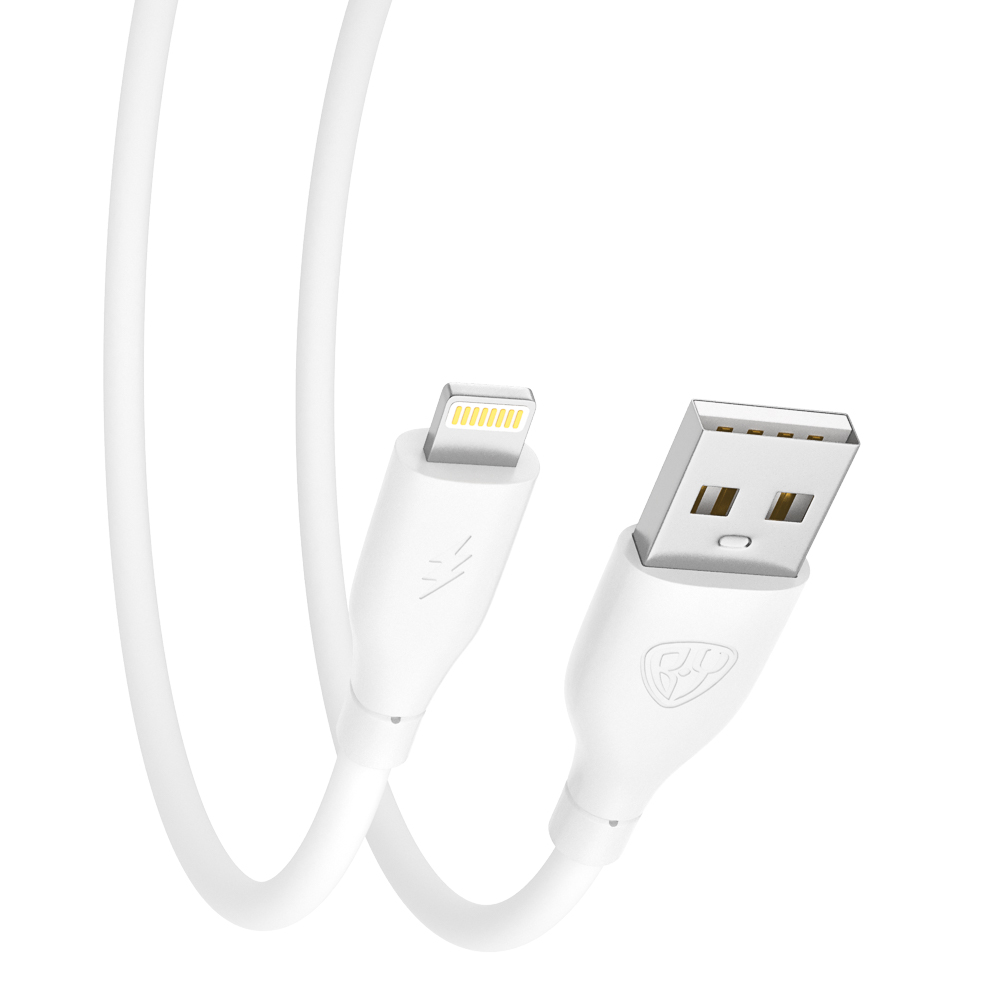 Кабель для зарядки USB(A)-iP BY Эко, 1м, Быстрая зарядка 2.4А, 12Вт, прорезиненный, белый, арт.№ 931-544