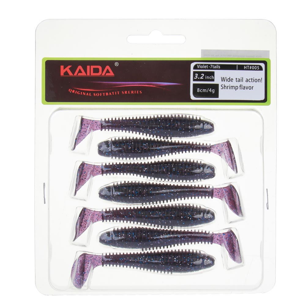 KAIDA Приманка силиконовая ТВИСТЕР 3", 8см, 4гр, HT005, 7шт, арт.№ 145-277