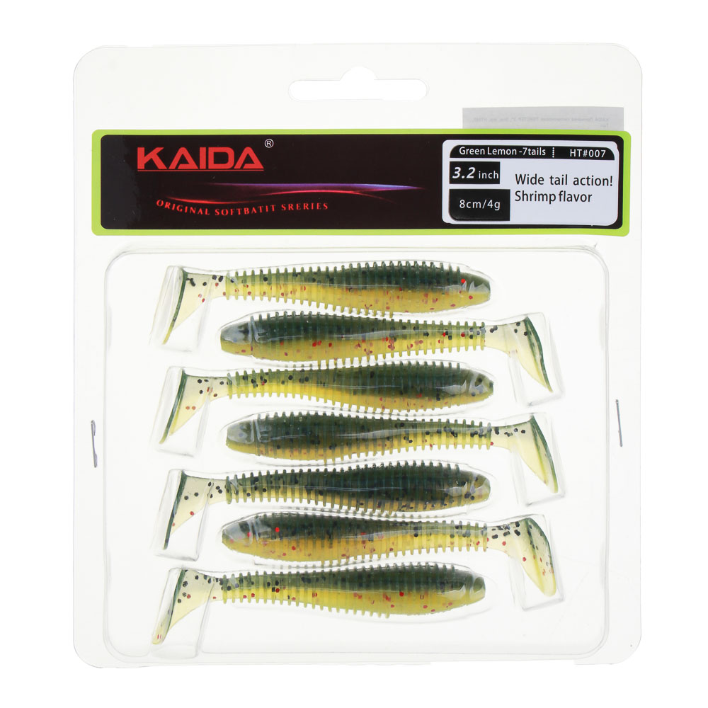 KAIDA Приманка силиконовая ТВИСТЕР 3", 8см, 4гр, HT007, 7шт, арт.№ 145-279