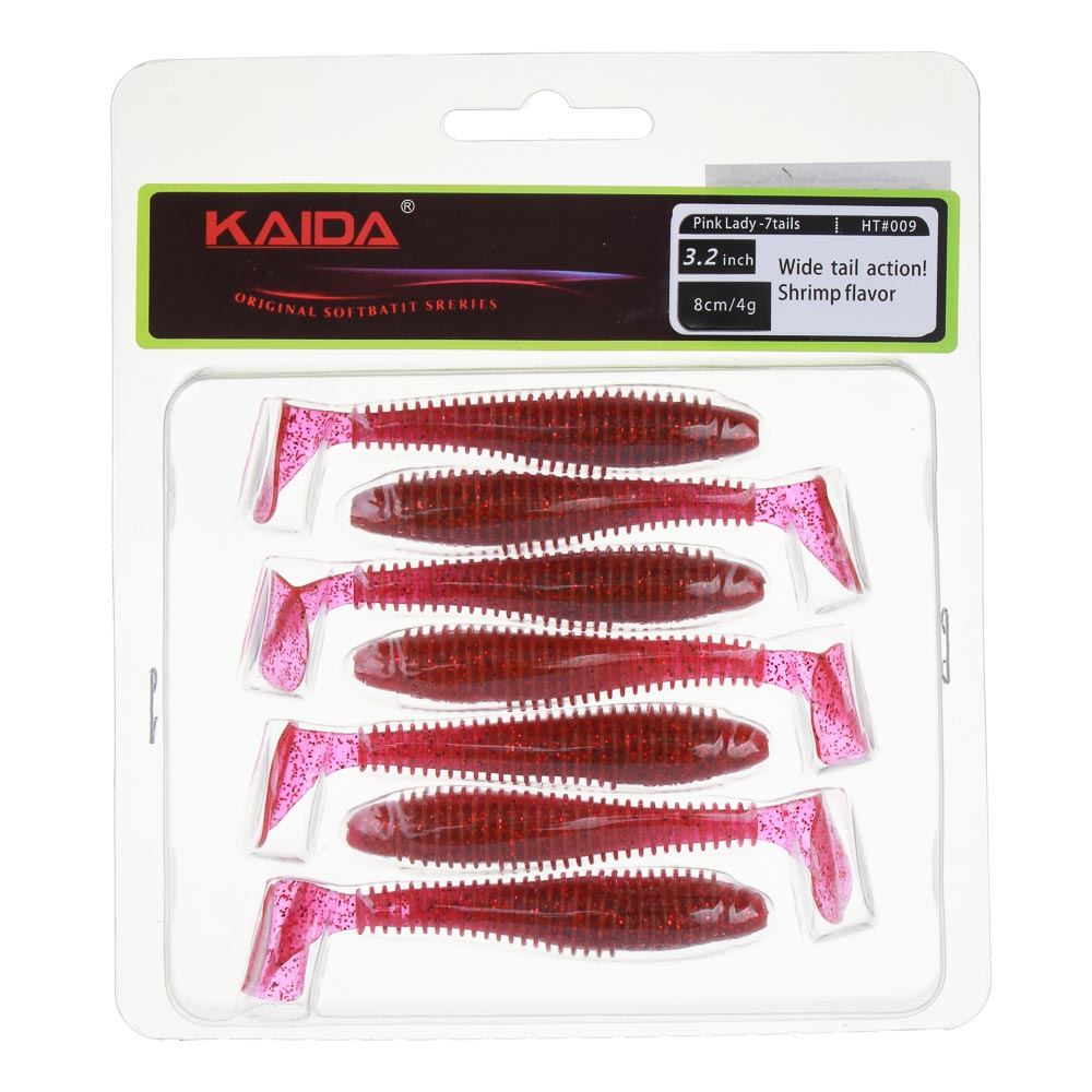 KAIDA Приманка силиконовая ТВИСТЕР 3", 8см, 4гр, HT009, 7шт, арт.№ 145-281