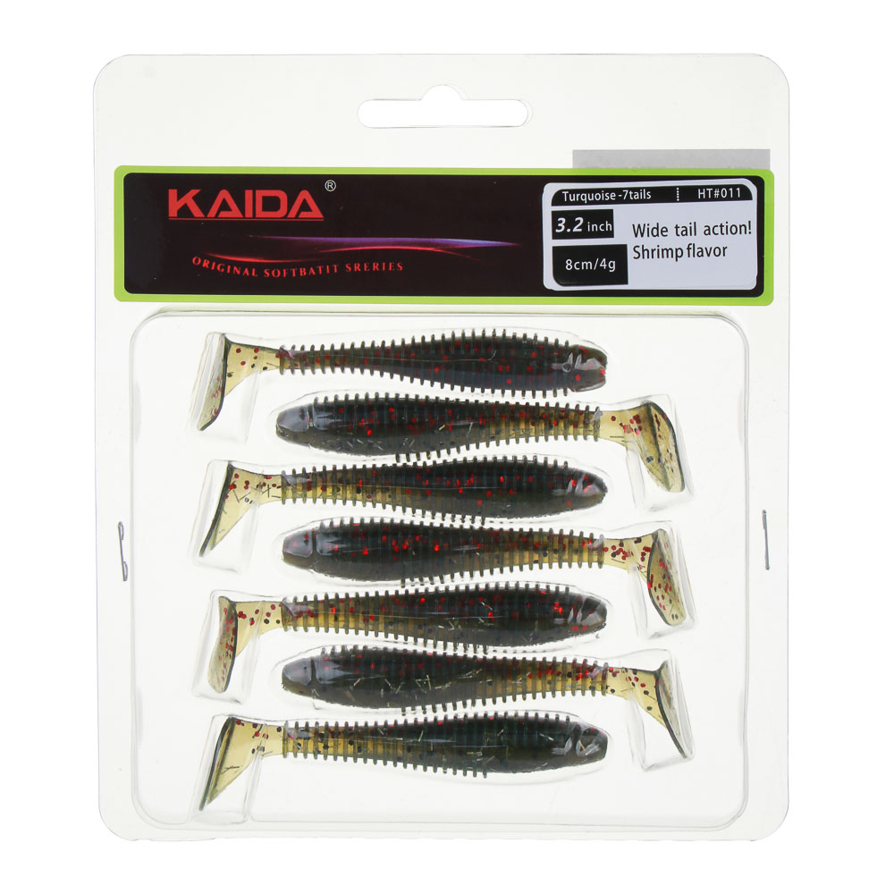 KAIDA Приманка силиконовая ТВИСТЕР 3", 8см, 4гр, HT011, 7шт, арт.№ 145-283