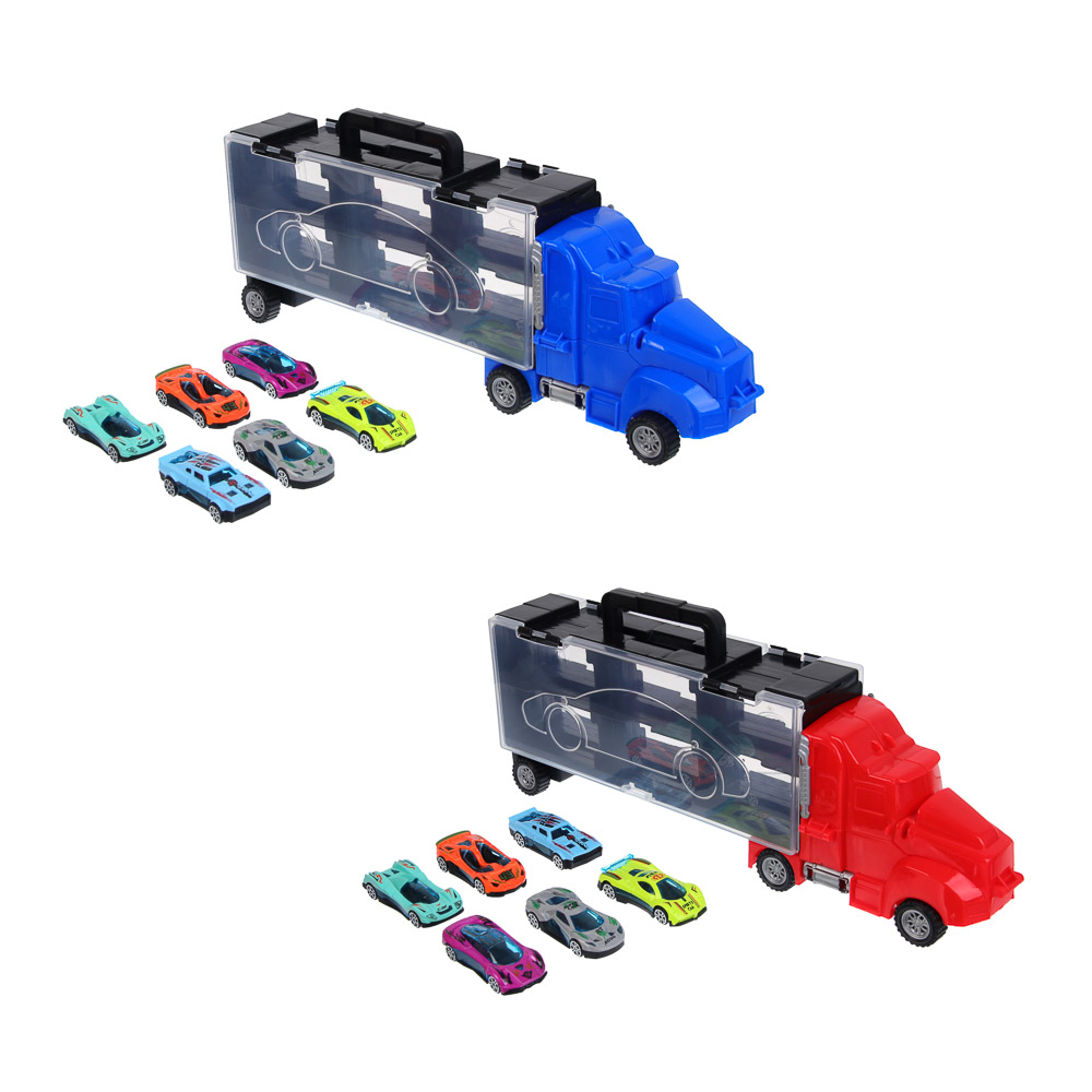 ИГРОЛЕНД Автоперевозчик, с запуском, 6 машинок, PP, 37х14,2х7,3 см, 2 дизайна, арт.№ 292-478