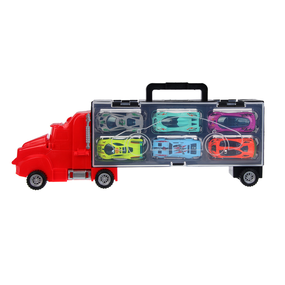 ИГРОЛЕНД Автоперевозчик, с запуском, 6 машинок, PP, 37х14,2х7,3 см, 2 дизайна, арт.№ 292-478