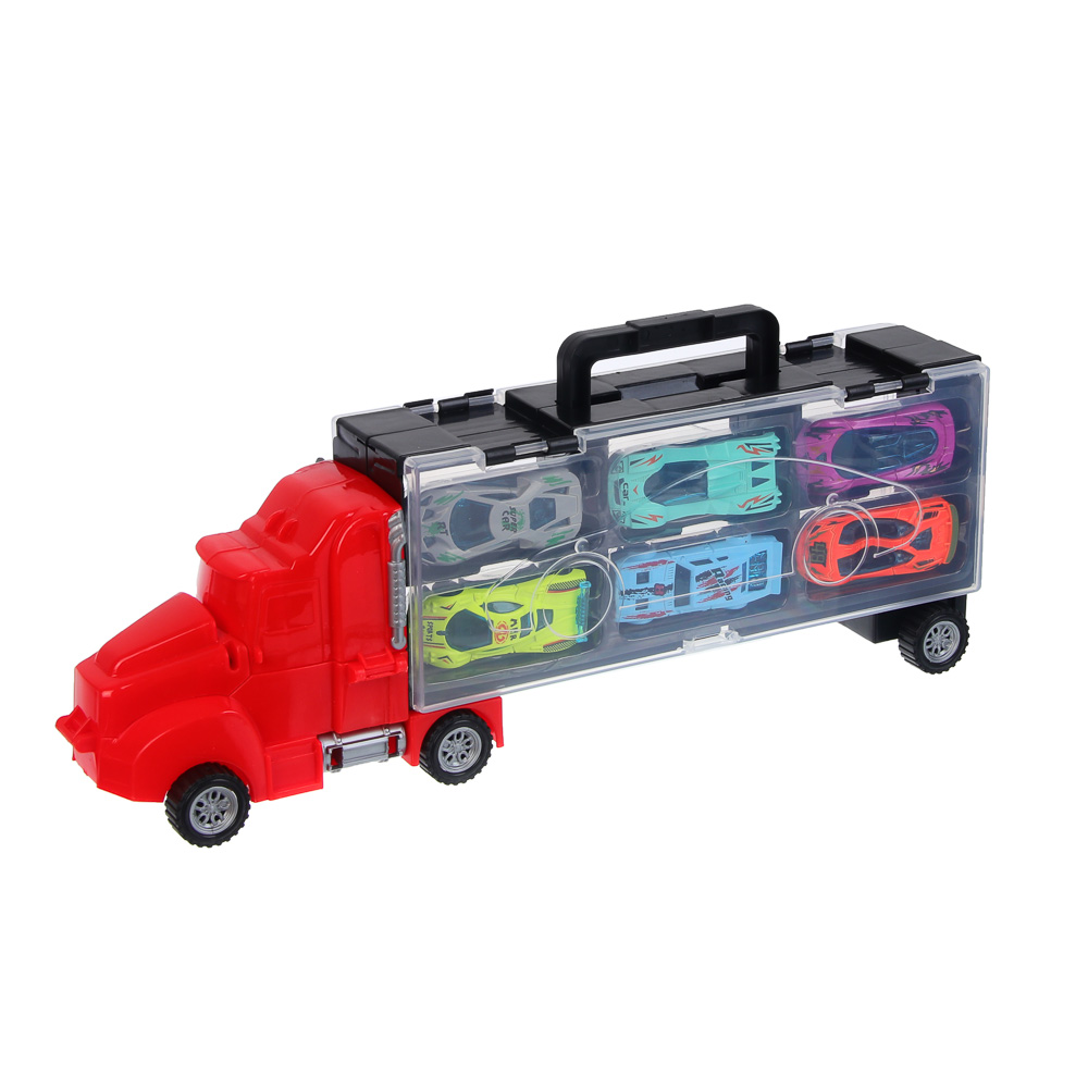 ИГРОЛЕНД Автоперевозчик, с запуском, 6 машинок, PP, 37х14,2х7,3 см, 2 дизайна, арт.№ 292-478
