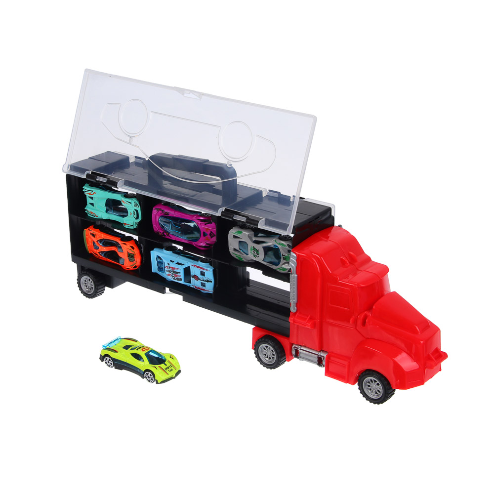 ИГРОЛЕНД Автоперевозчик, с запуском, 6 машинок, PP, 37х14,2х7,3 см, 2 дизайна, арт.№ 292-478