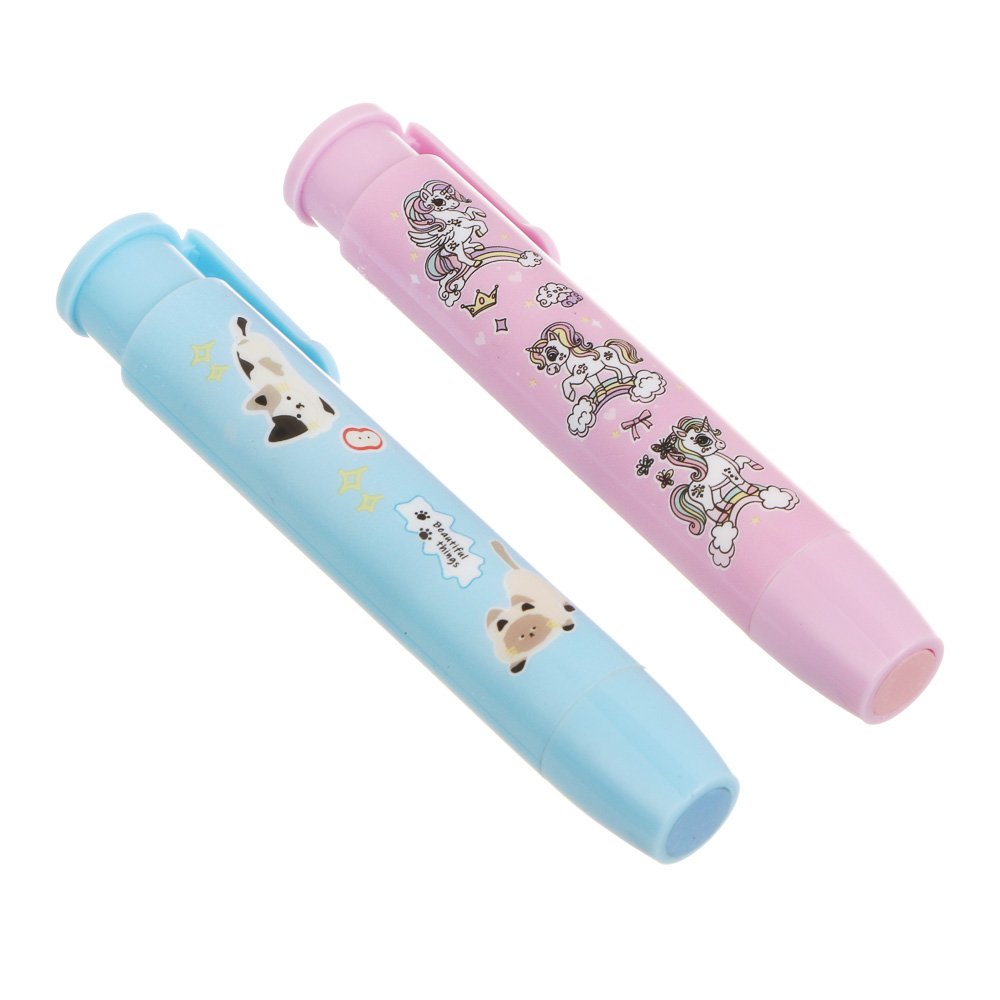 Ластик выдвижной "Единорожка/Котики", 10,5см, АБС, ТПР, 2 дизайна, шоу-бокс, арт.№ 524-352