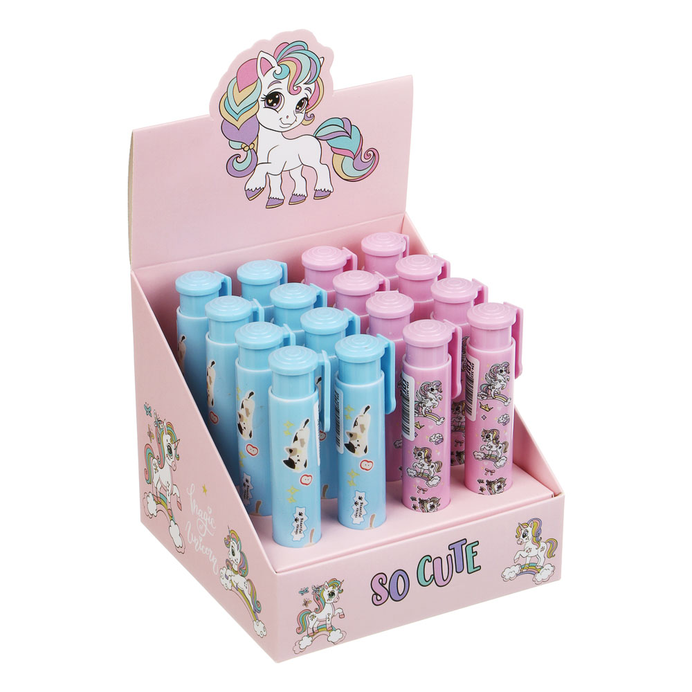Ластик выдвижной "Единорожка/Котики", 10,5см, АБС, ТПР, 2 дизайна, шоу-бокс, арт.№ 524-352