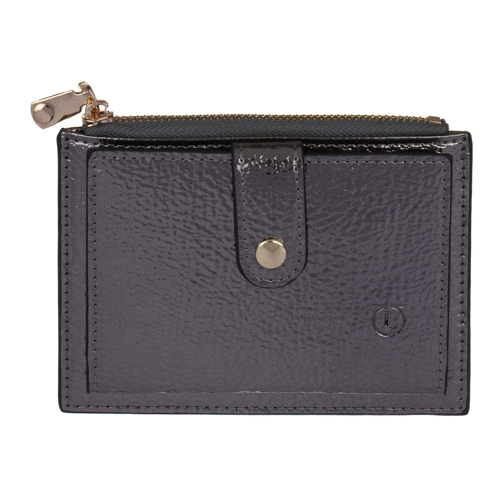 ЮL Айслин Кошелек для карт, купюр и монет, полиуретан, 13,5х9,5 см, серебряный, МП-1, арт.№ 303-012